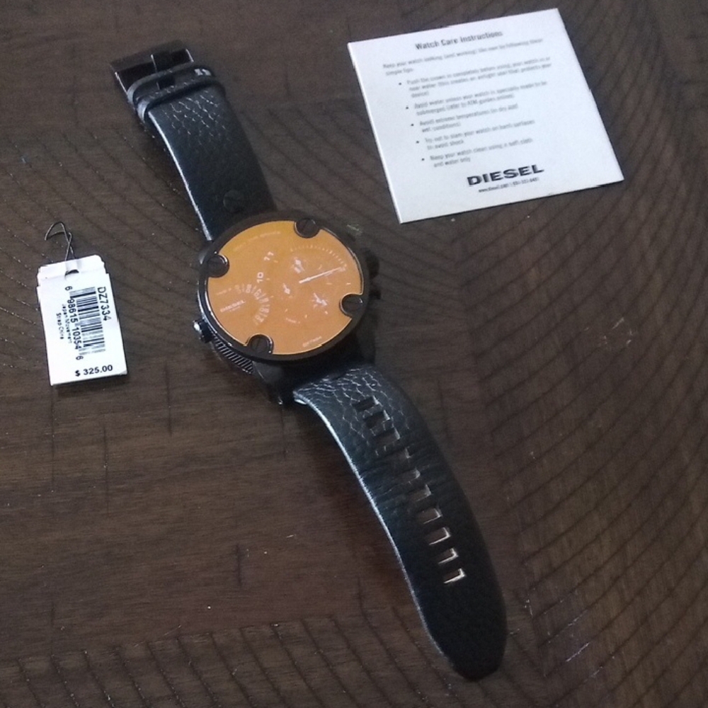 SOLD Diesel Watch With Black Leather Band